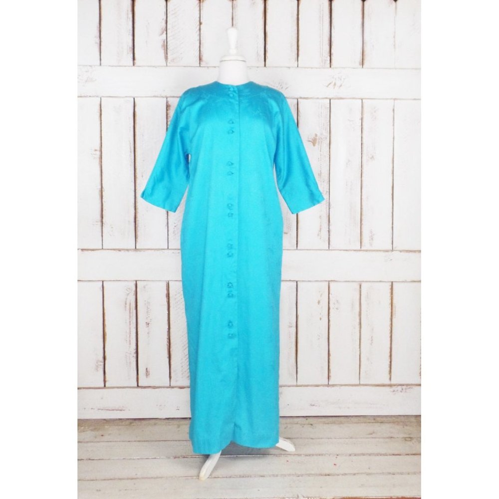 Vintage MME Butterfly  blue Japanese long kimono robe